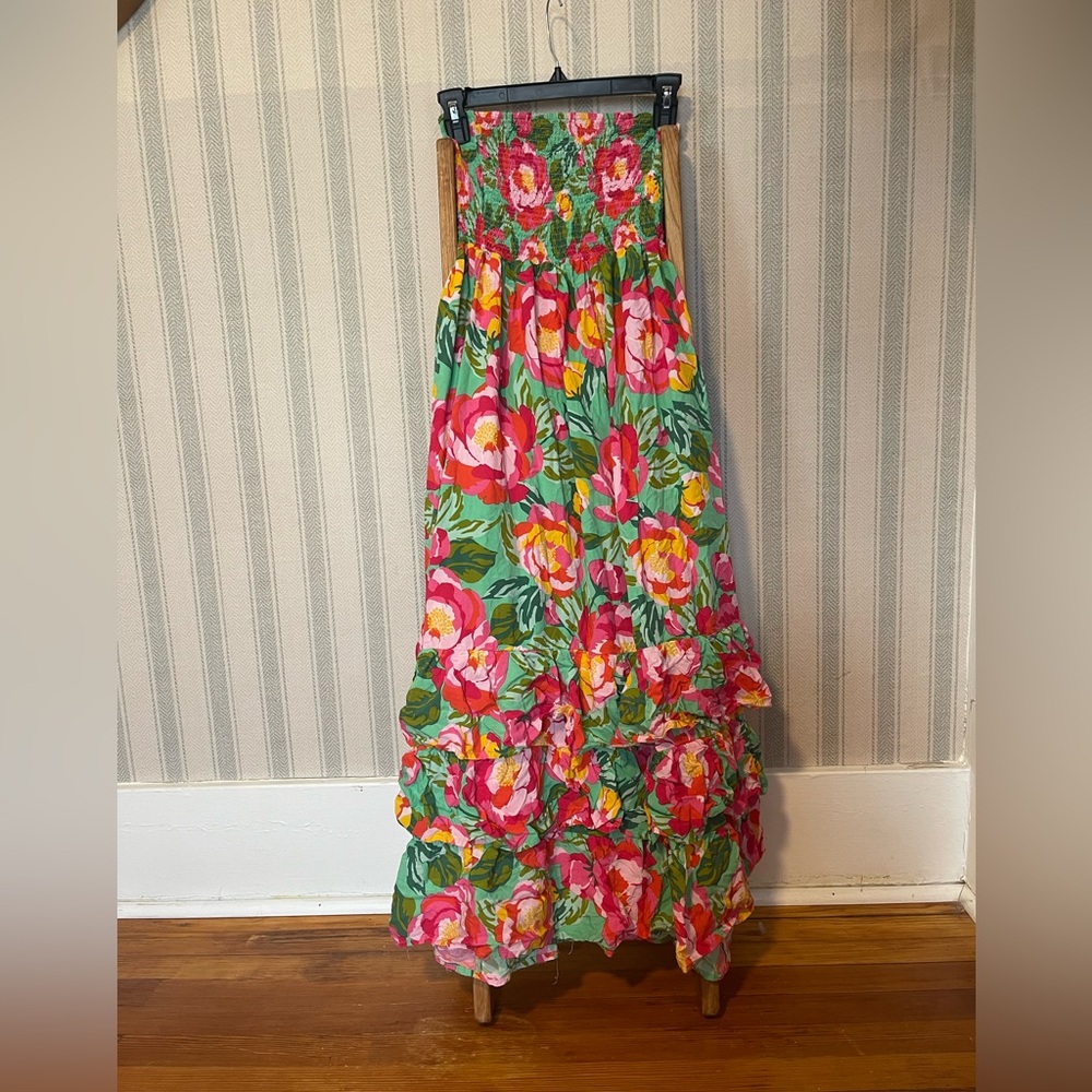 Abel the Label Anthropologie Mimosa Floral Tiered Ruffle Maxi Dress Small